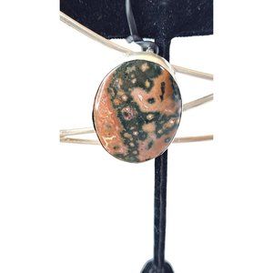 Oval Pendant 925 Silver and Ocean Jasper 11.6 Grams Jerry Harr 30 mm x 25 mm Sto